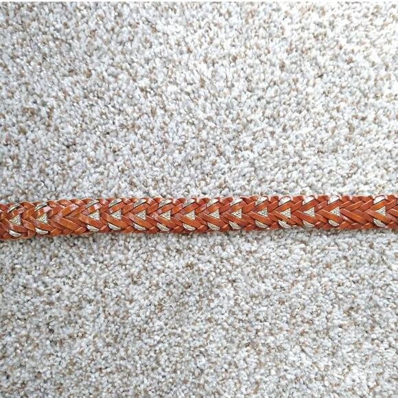 Braided leather belt with metal inserts Size 34 - Picture 3 of 13